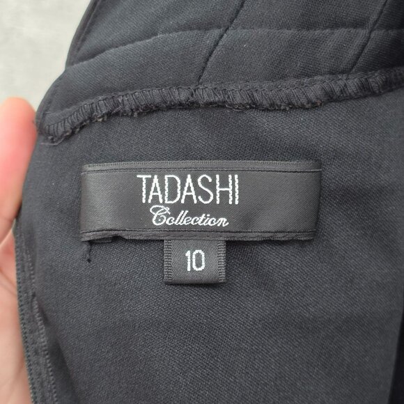 Tadashi Shoji Cocktail Sheath Dress 10 Black Beaded Lace Sweetheart Satin New - Picture 2 of 15